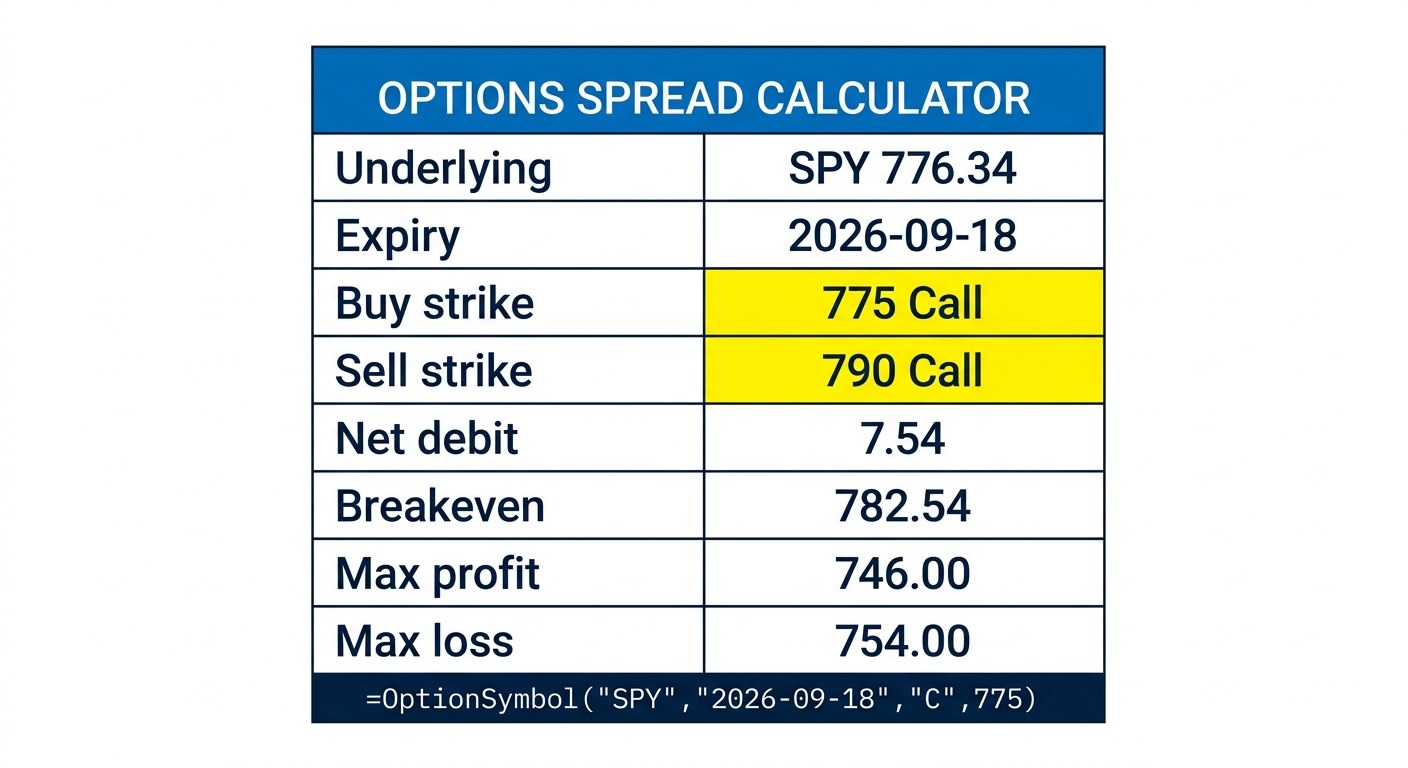 Options Spread Calculator: Price Any Vertical Spread in Excel (2026)