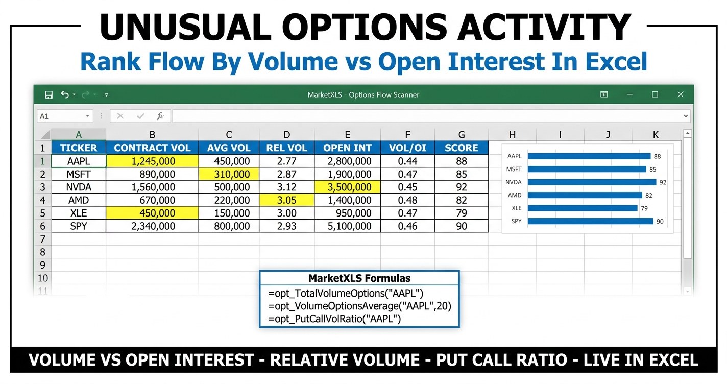 Unusual Options Activity: Ranking Flow By Relative Volume and Open Interest in Excel (2026)